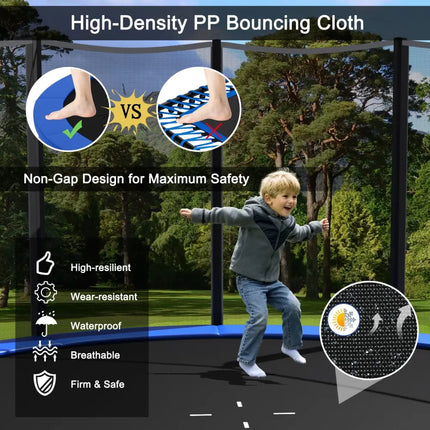 8/10/12/14/15/16Feet Outdoor Trampoline Bounce Combo with Safety Closure Net Ladder-15 ft - Black - Trampolines