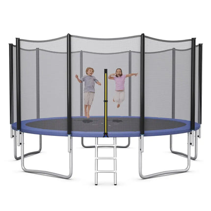 8/10/12/14/15/16Feet Outdoor Trampoline Bounce Combo with Safety Closure Net Ladder-15 ft - Black - Trampolines