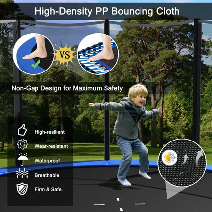 8/10/12/14/15/16Feet Outdoor Trampoline Bounce Combo with Safety Closure Net Ladder-10 ft - Black - Trampolines