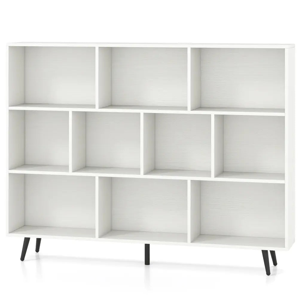 8/10-Cube Bookcase with 5 Tapered Metal Legs-Off White - Off White - Bookcases