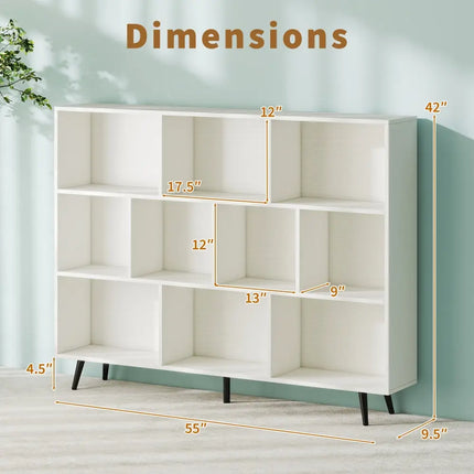 8/10-Cube Bookcase with 5 Tapered Metal Legs-Off White - Off White - Bookcases