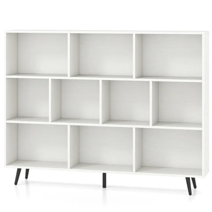 8/10-Cube Bookcase with 5 Tapered Metal Legs-Off White - Off White - Bookcases