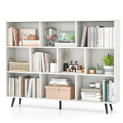 8/10-Cube Bookcase with 5 Tapered Metal Legs-Off White - Off White - Bookcases