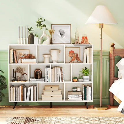 8/10-Cube Bookcase with 5 Tapered Metal Legs-Off White - Off White - Bookcases