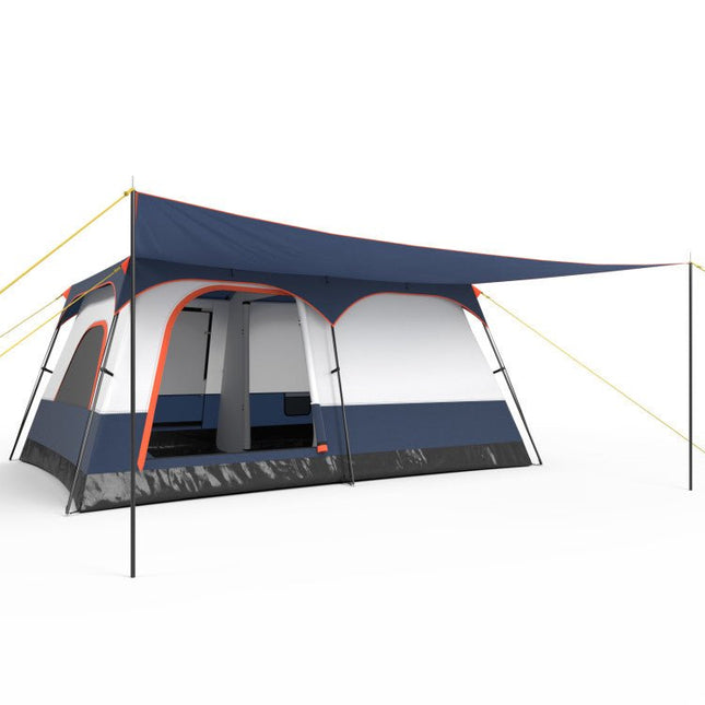 8 - 10 Person Camping Tent with Double Rooms and 2 Doors - Navy - Oasis Home Essentials