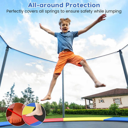 8-16 FT Trampoline Pad Replacement Safety Pad with Fixing Straps (Multicolor)-15FT - Multicolor - Outdoor Play