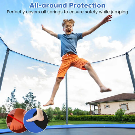8-16 FT Trampoline Pad Replacement Safety Pad with Fixing Straps (Blue)-14ft - Blue - Outdoor Play