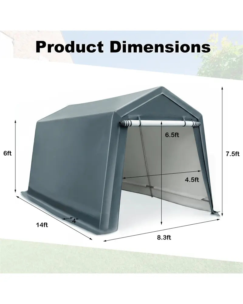 8.3 x 14 Feet Outdoor Storage Shed with Roll-Up Zipper Door-Green - Green - Sheds & Outdoor Storage