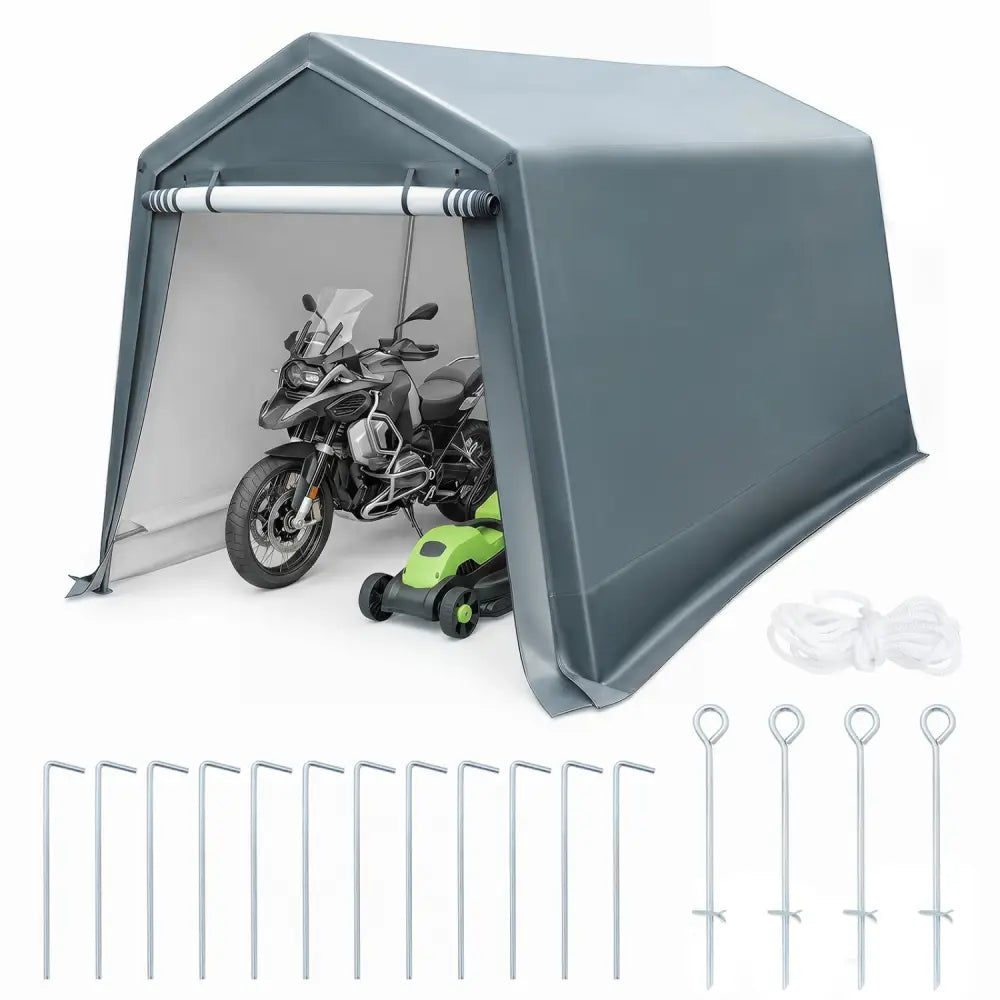 8.3 x 14 Feet Outdoor Storage Shed with Roll-Up Zipper Door-Green - Green - Sheds & Outdoor Storage
