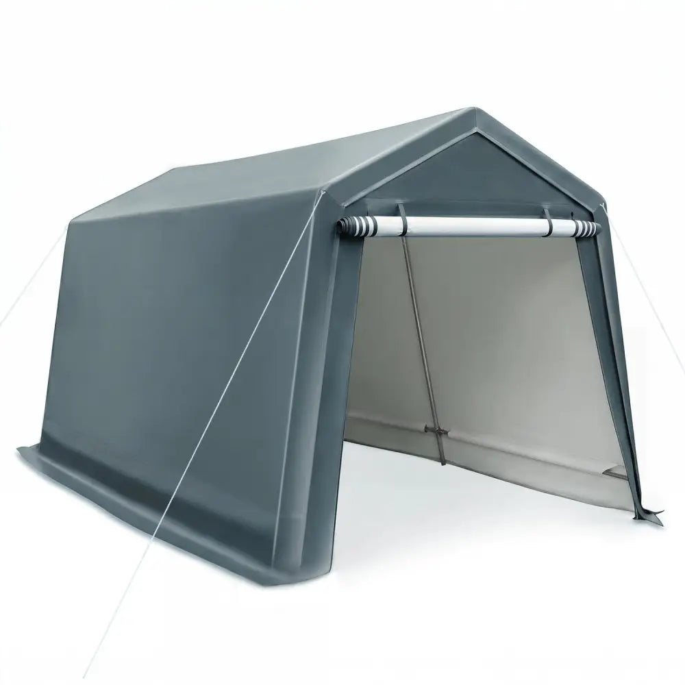 8.3 x 14 Feet Outdoor Storage Shed with Roll-Up Zipper Door-Green - Green - Sheds & Outdoor Storage