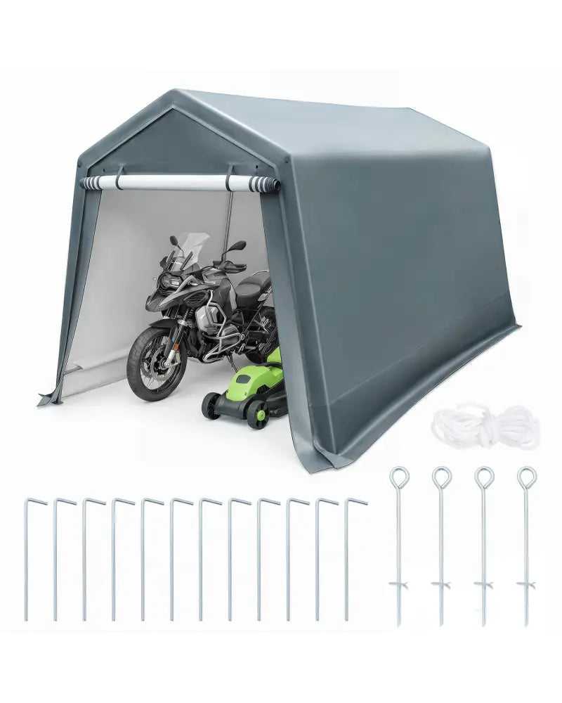 8.3 x 14 Feet Outdoor Storage Shed with Roll-Up Zipper Door-Green - Green - Sheds & Outdoor Storage