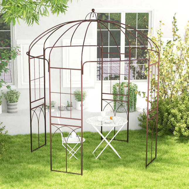 8.4 x 7 Feet Wide Birdcage Shape Garden Arbor - Copper - Outdoor Decor