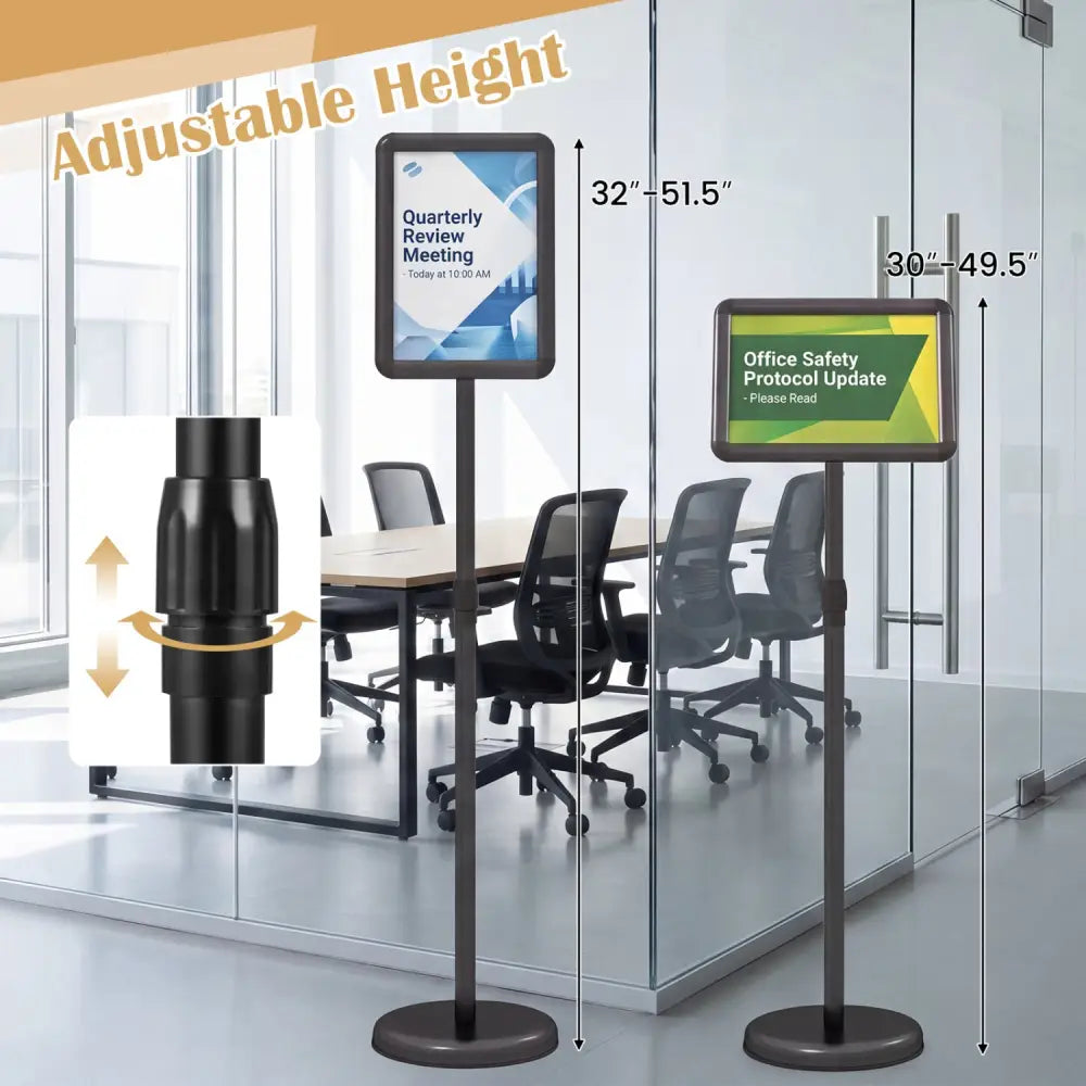 8.5 x 11Inch Sign Holder Stand with Snap-Open Frame and 360° Rotation-Black - Black - Home Office