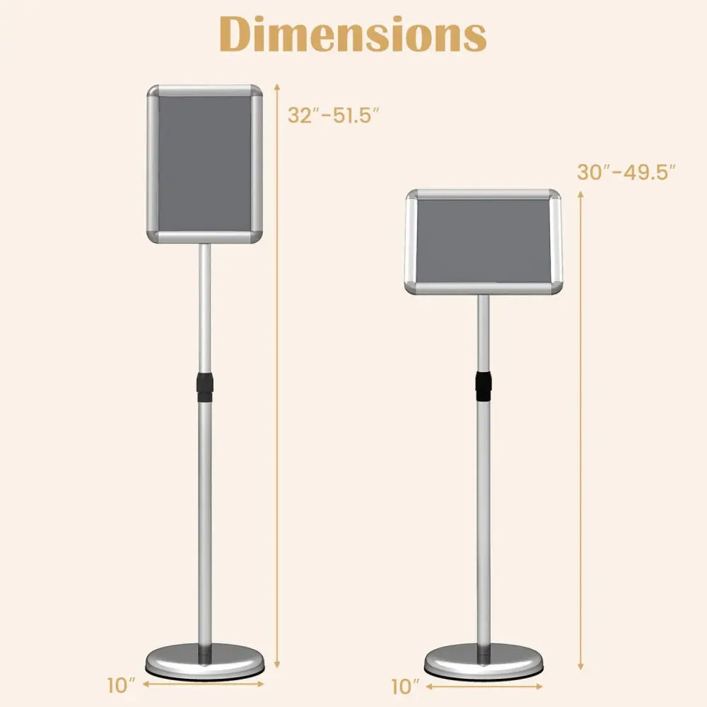 8.5 x 11Inch Sign Holder Stand with Snap-Open Frame and 360° Rotation-Silver - Silver - Home Office