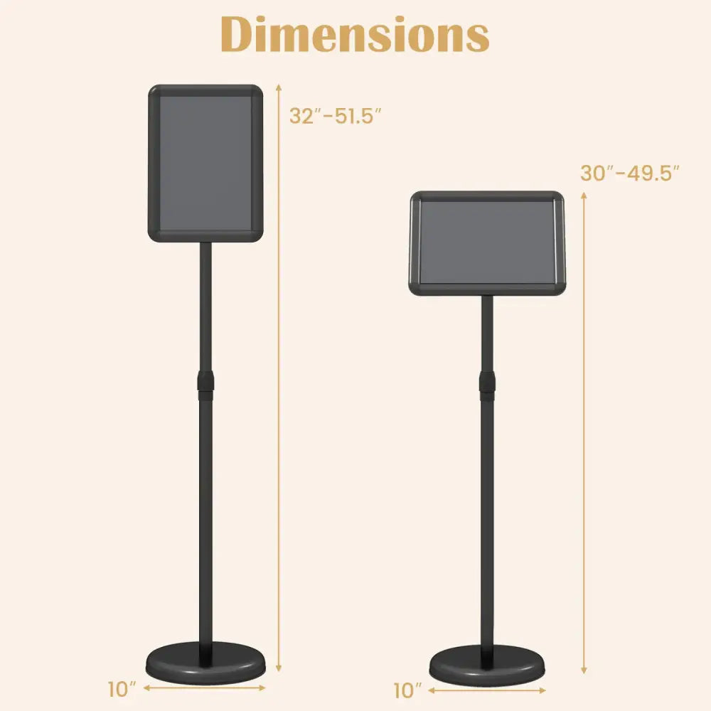 8.5 x 11Inch Sign Holder Stand with Snap-Open Frame and 360° Rotation-Black - Black - Home Office