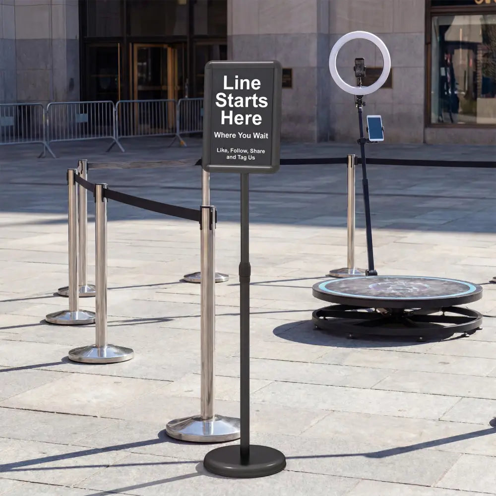 8.5 x 11Inch Sign Holder Stand with Snap-Open Frame and 360° Rotation-Black - Black - Home Office