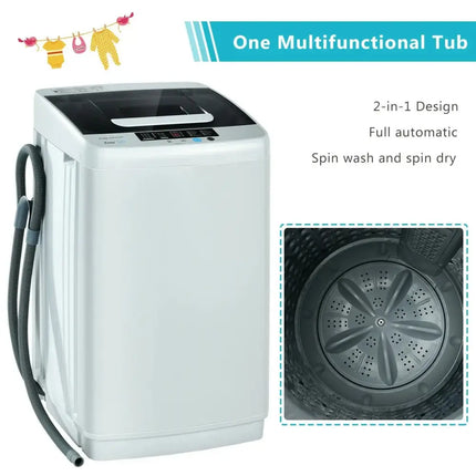 8.8 lbs Portable Full-Automatic Laundry Washing Machine with Drain Pump Costway