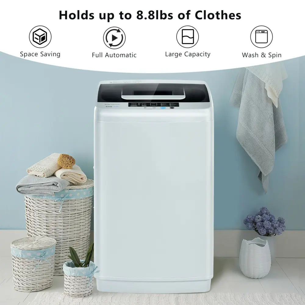8.8 lbs Portable Full-Automatic Laundry Washing Machine with Drain Pump - Appliances