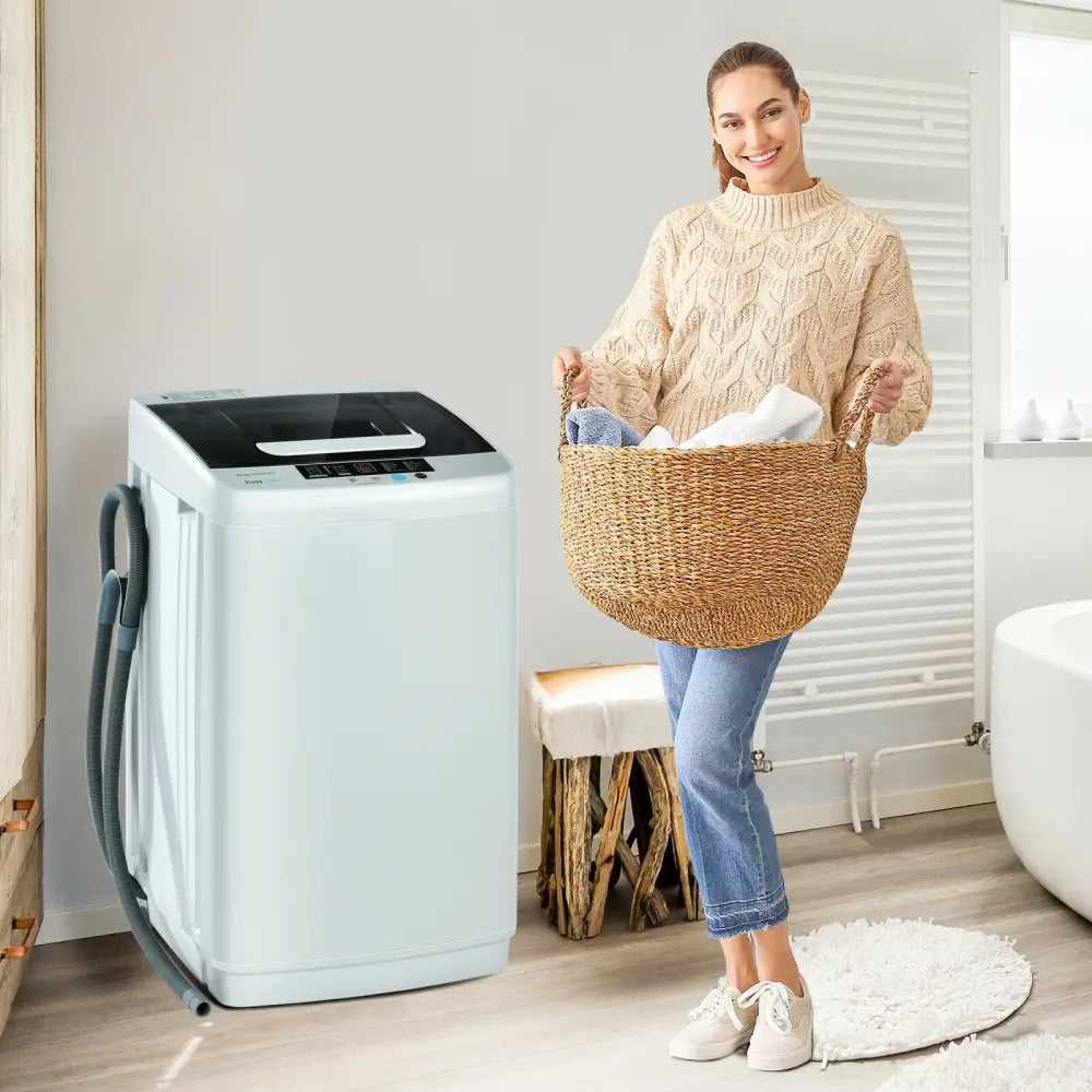 8.8 lbs Portable Full-Automatic Laundry Washing Machine with Drain Pump - Appliances