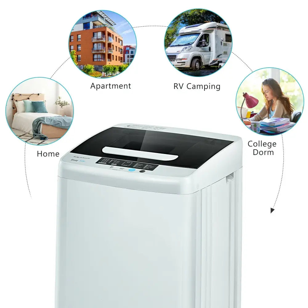 8.8 lbs Portable Full-Automatic Laundry Washing Machine with Drain Pump - Appliances