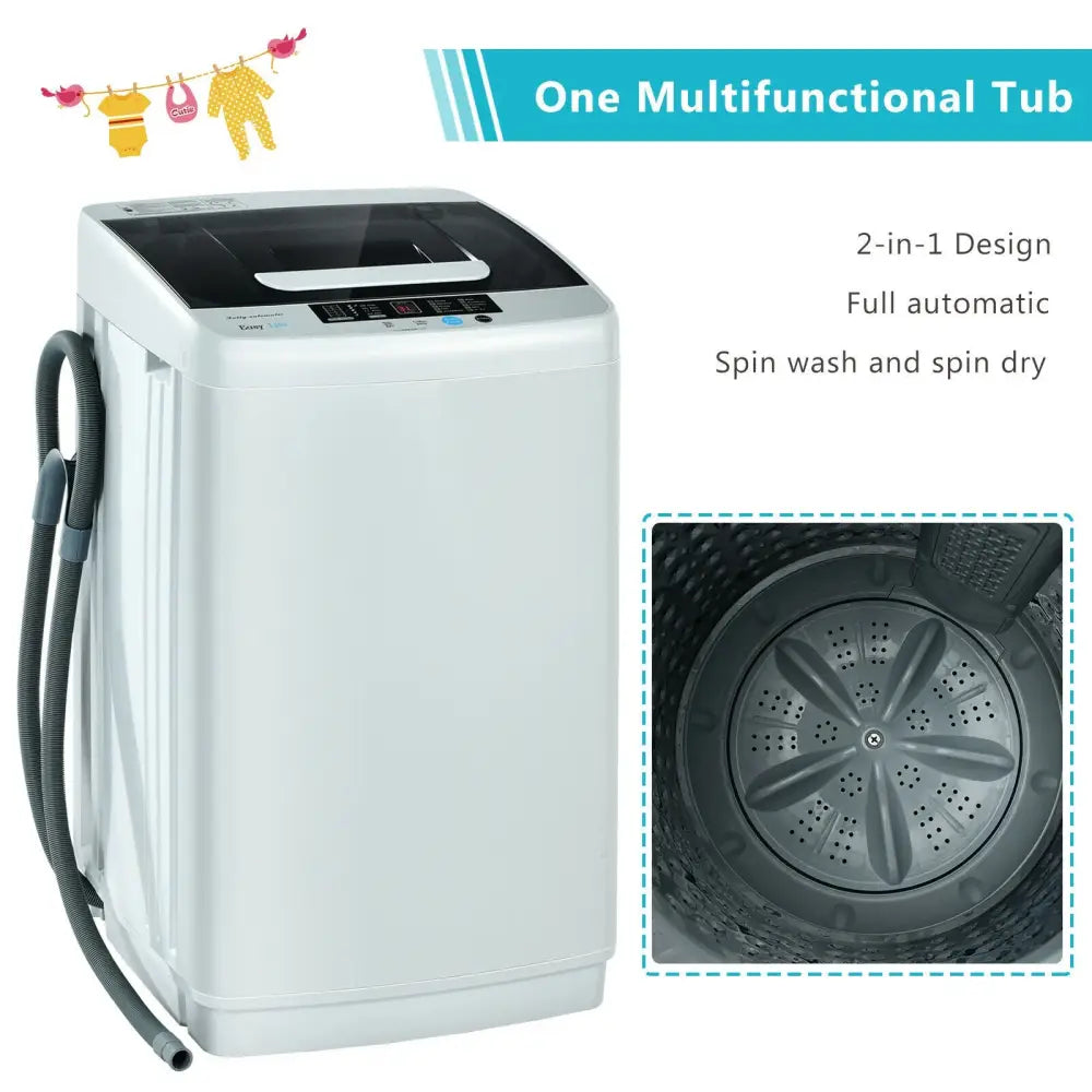 8.8 lbs Portable Full-Automatic Laundry Washing Machine with Drain Pump - Appliances