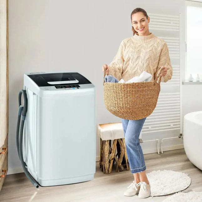 8.8 lbs Portable Full-Automatic Laundry Washing Machine with Drain Pump Costway