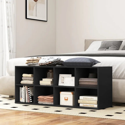 8 Cubbies Shoe Organizer with 500 LBS Weight Capacity-Black - Black - Shoe Racks & Storage Benches