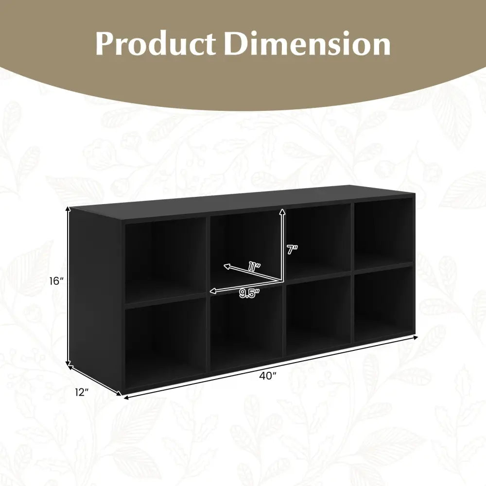 8 Cubbies Shoe Organizer with 500 LBS Weight Capacity-Black - Black - Shoe Racks & Storage Benches