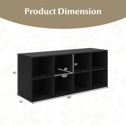 8 Cubbies Shoe Organizer with 500 LBS Weight Capacity-Black - Black - Shoe Racks & Storage Benches