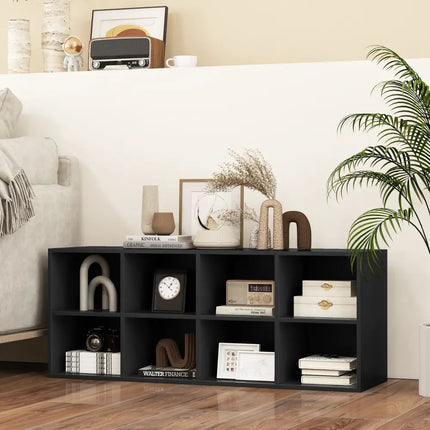 8 Cubbies Shoe Organizer with 500 LBS Weight Capacity-Black - Black - Shoe Racks & Storage Benches