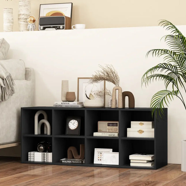 8 Cubbies Shoe Organizer with 500 LBS Weight Capacity-Black - Black - Shoe Racks & Storage Benches