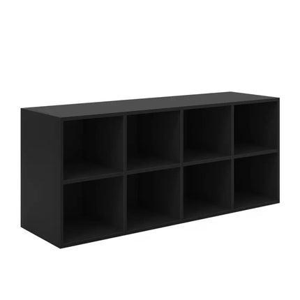 8 Cubbies Shoe Organizer with 500 LBS Weight Capacity-Black - Black - Shoe Racks & Storage Benches