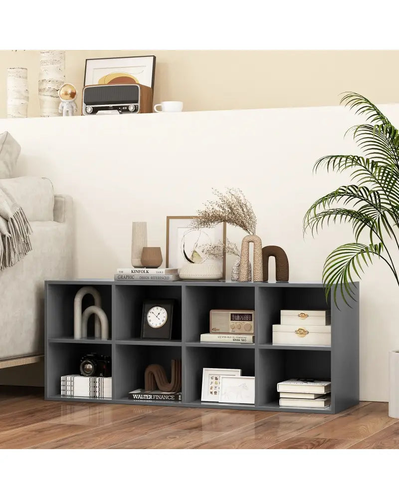 8 Cubbies Shoe Organizer with 500 LBS Weight Capacity-Gray - Gray - Shoe Racks & Storage Benches