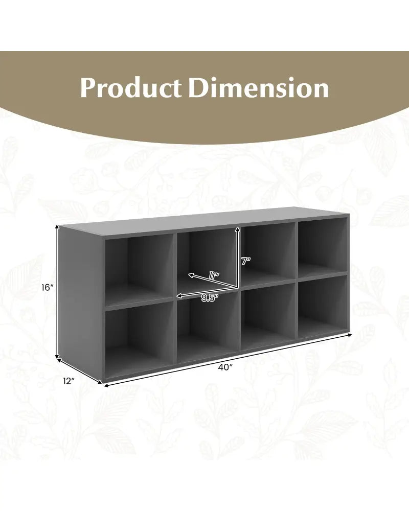 8 Cubbies Shoe Organizer with 500 LBS Weight Capacity-Gray - Gray - Shoe Racks & Storage Benches