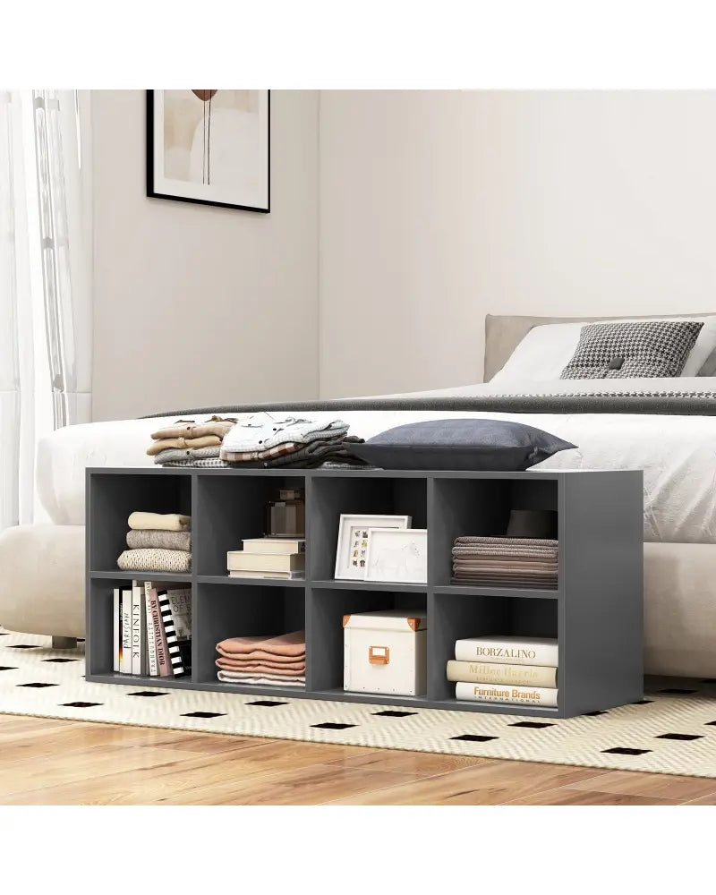 8 Cubbies Shoe Organizer with 500 LBS Weight Capacity-Gray - Gray - Shoe Racks & Storage Benches