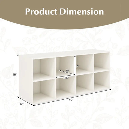 8 Cubbies Shoe Organizer with 500 LBS Weight Capacity-White - White - Shoe Racks & Storage Benches