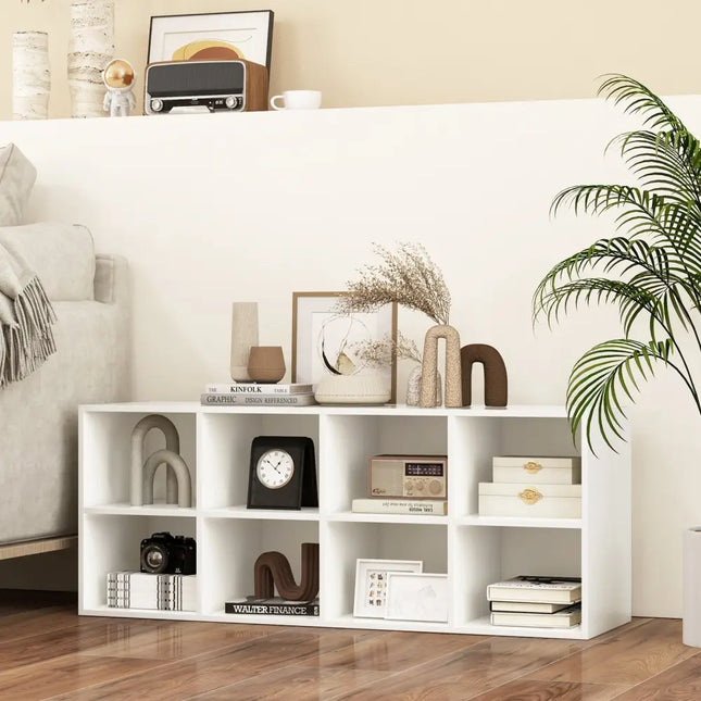 8 Cubbies Shoe Organizer with 500 LBS Weight Capacity-White - White - Shoe Racks & Storage Benches