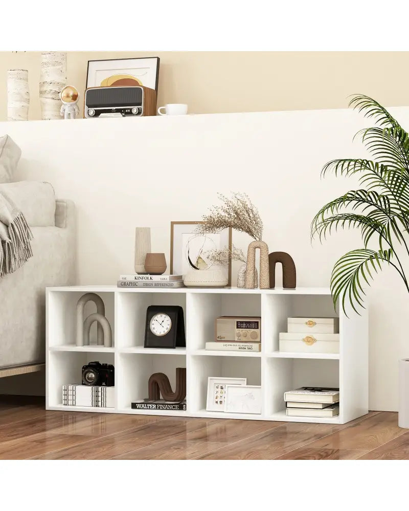8 Cubbies Shoe Organizer with 500 LBS Weight Capacity-White - White - Shoe Racks & Storage Benches