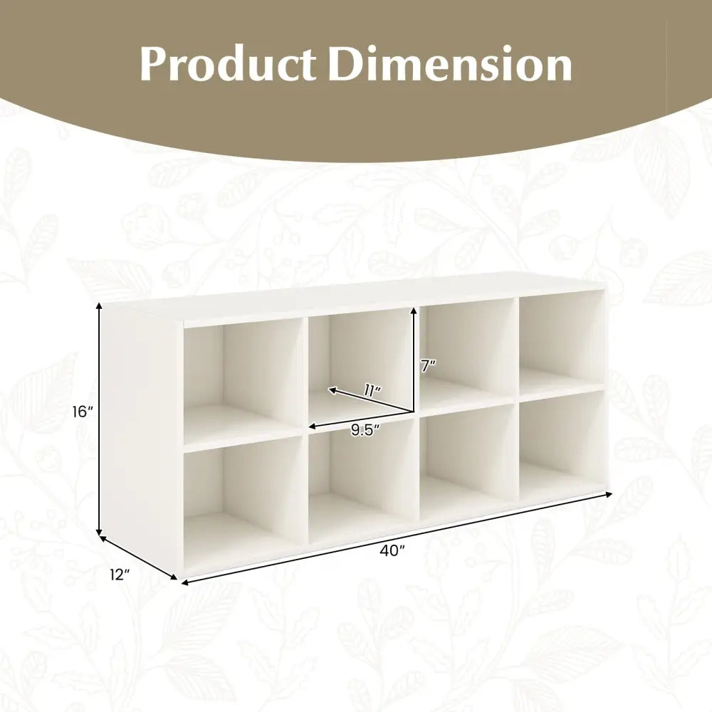 8 Cubbies Shoe Organizer with 500 LBS Weight Capacity-White - White - Shoe Racks & Storage Benches