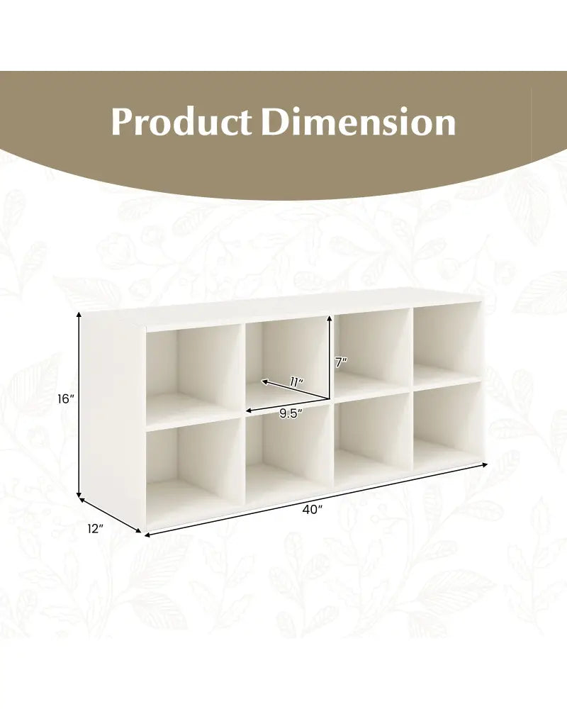 8 Cubbies Shoe Organizer with 500 LBS Weight Capacity-White - White - Shoe Racks & Storage Benches