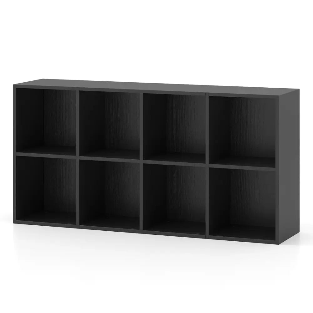 8-Cube Bookcase Bookshelf with 2 Anti-Tipping Kits Storage Organizer-Black - Black - Bookcases