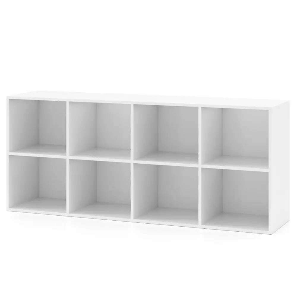 8-Cube Bookcase Bookshelf with 2 Anti-Tipping Kits Storage Organizer-White - White - Bookcases