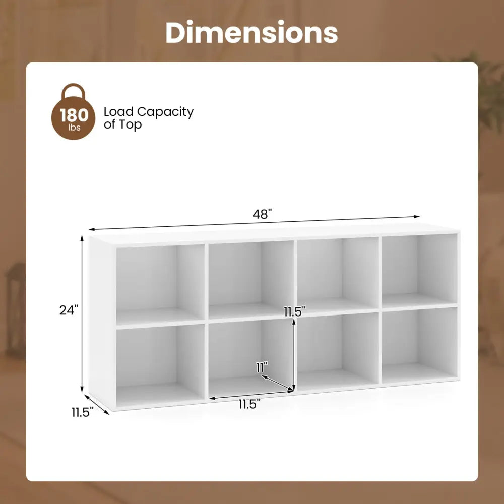 8-Cube Bookcase Bookshelf with 2 Anti-Tipping Kits Storage Organizer-White - White - Bookcases