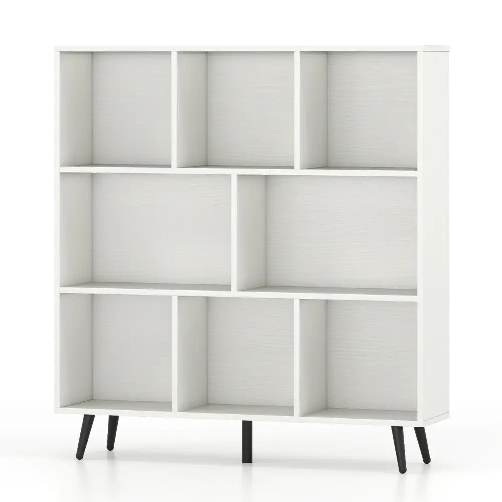 8-Cube Bookcase with 5 Tapered Metal Legs-White - White - Bookcases
