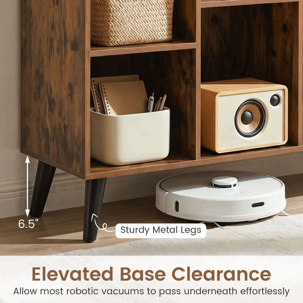 8-Cube Bookcase with Raised Support Legs for Living Room-Rustic Brown - Rustic Brown - Bookcases