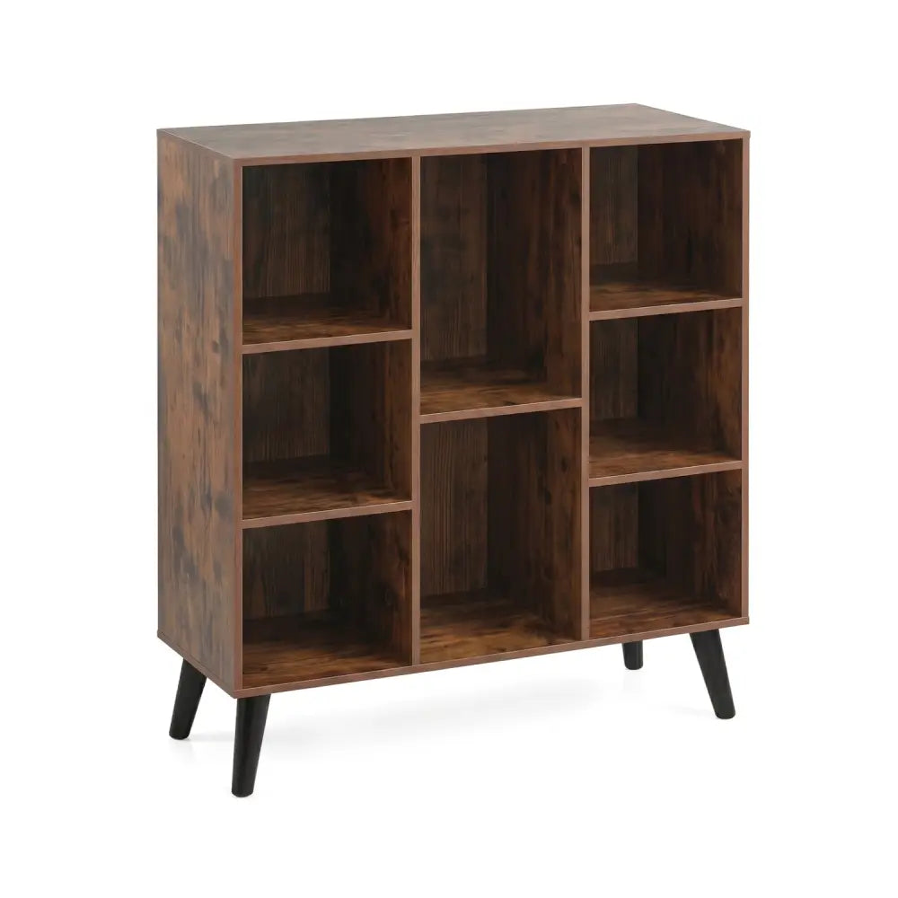 8-Cube Bookcase with Raised Support Legs for Living Room-Rustic Brown - Rustic Brown - Bookcases