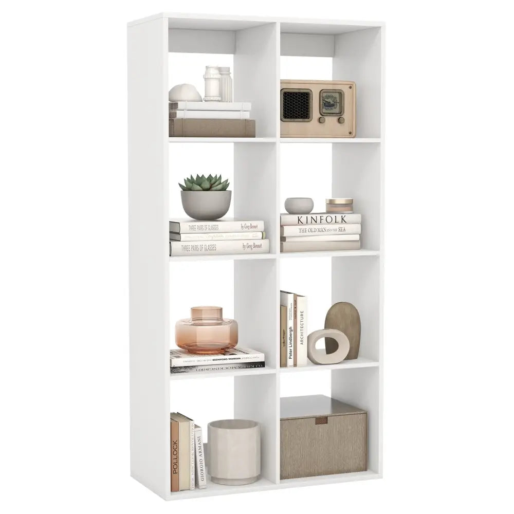 8 Cube Bookshelf with Back Guardrail for Living Room Bedroom-White - White - Bookcases