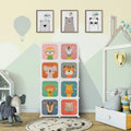 8 Cube Kids Wardrobe Closet with Hanging Section and Doors-8 Cubes - White - Kids Storage