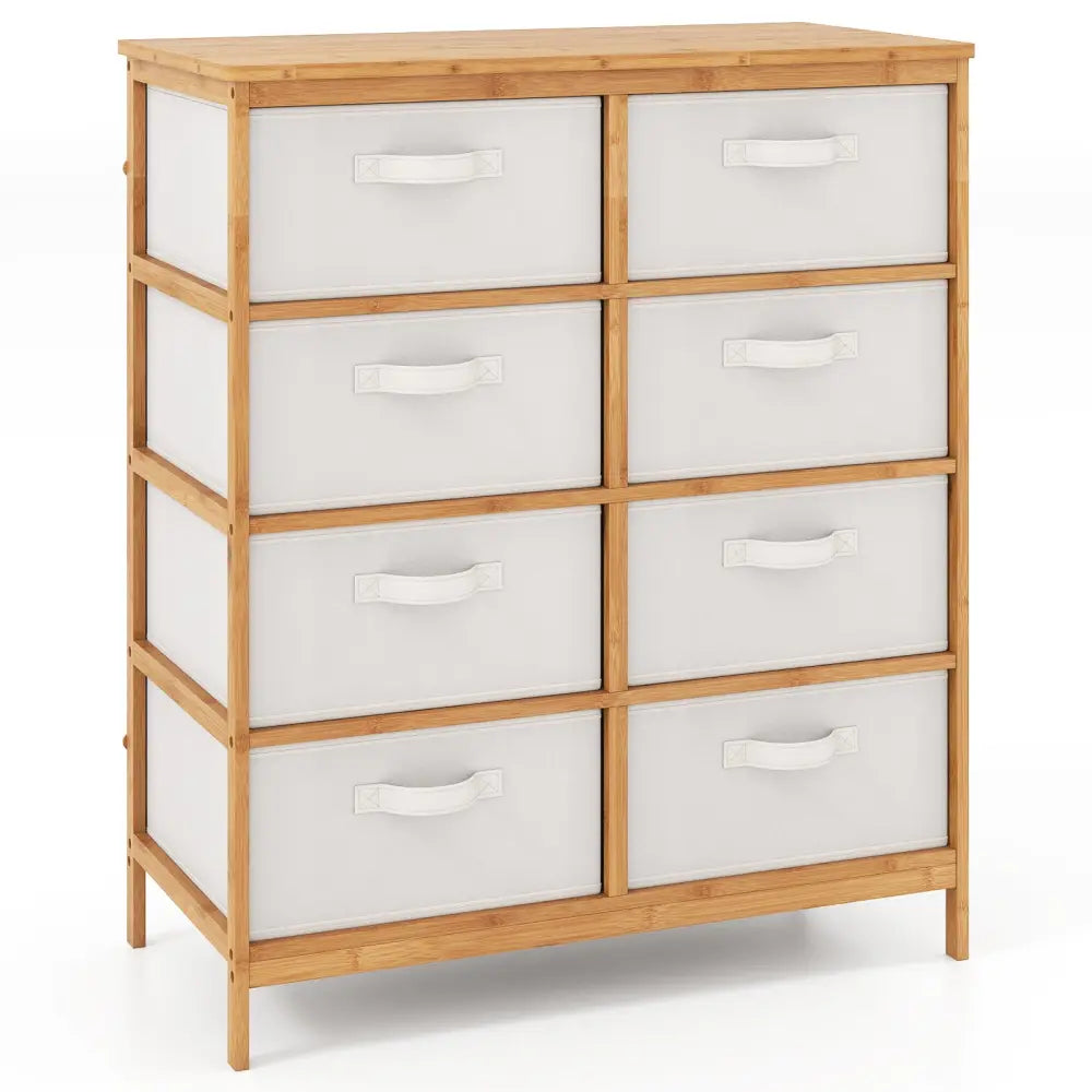 8 Drawers Dresser with Removable Fabric Bins for Bedroom-Beige - Beige - Dressers & Chests