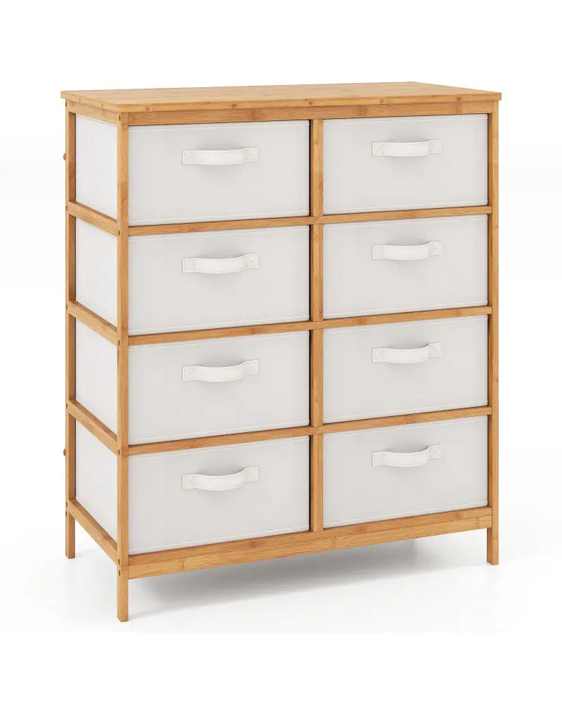8 Drawers Dresser with Removable Fabric Bins for Bedroom-Beige - Beige - Dressers & Chests